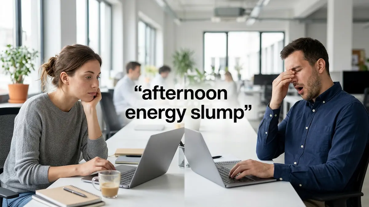 Afternoon energy slump affecting focus and productivity at work