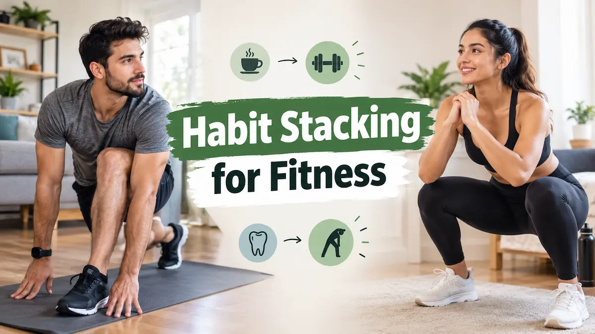 Man and woman exercising at home while building consistent fitness habits